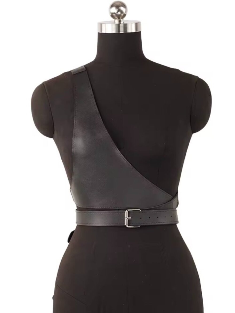 Women Wide Belt Gothic PU Leather Under Bust Corset Harness